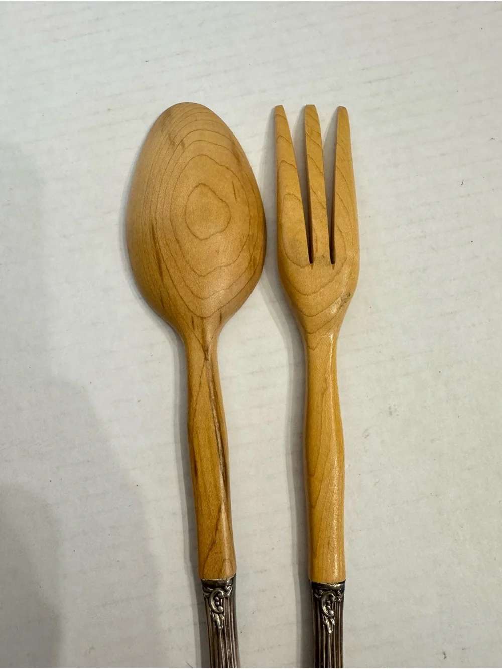 Wood Salad Serving SET Enchantment 1881 Rogers LONDONTOWN Oneida Silverplate